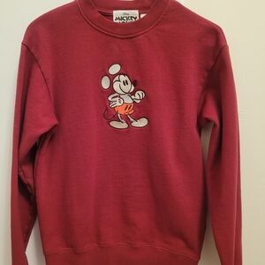 Disney Men's Crewneck Sweater in Red with Mickey Mouse